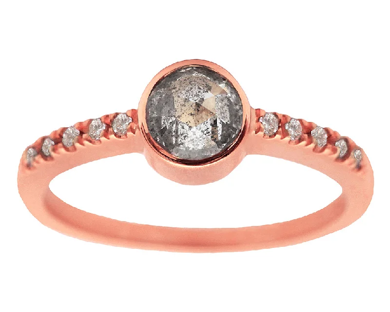 Celebrate Every Occasion With Sparkling Savings 0.50ct Round Rose-cut Grey Diamond & Rose Gold Pavé Bezel Ring Celebrate Every Occasion With Sparkling Savings 0.50ct Round Rose-cut Grey Diamond & Rose Gold Pavé Bezel Ring