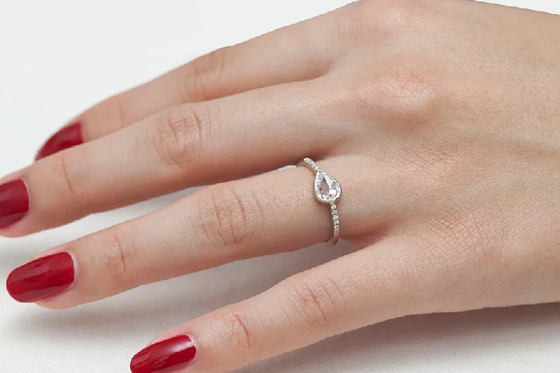 Buy More, Save More On Stunning Jewelry Pieces 0.50ct Pear White Diamond & White Gold Pavé Bezel Ring Buy More, Save More On Stunning Jewelry Pieces 0.50ct Pear White Diamond & White Gold Pavé Bezel Ring
