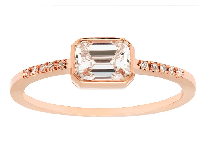 Timeless Elegance Now At Special Discounts 0.70ct Emerald-cut White Diamond Pavé Ring Timeless Elegance Now At Special Discounts 0.70ct Emerald-cut White Diamond Pavé Ring