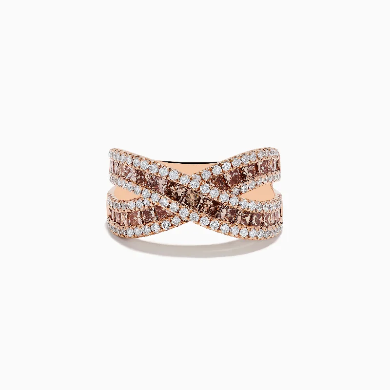 Bestselling Jewelry At Special Promotional Rates 14K Rose Gold Espresso and White DIamond Crossover Ring Bestselling Jewelry At Special Promotional Rates 14K Rose Gold Espresso and White DIamond Crossover Ring
