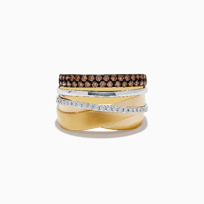 Trending Jewelry Now Available At Exclusive Prices 14K Two-Tone Gold Espresso and White Diamond Crossover Ring Trending Jewelry Now Available At Exclusive Prices 14K Two-Tone Gold Espresso and White Diamond Crossover Ring