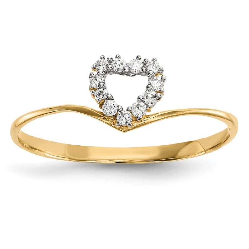 Dainty And Elegant Jewelry Now At Reduced Prices 14KT Yellow Gold Cubic Zirconia Heart Ring; Size 7 Dainty And Elegant Jewelry Now At Reduced Prices 14KT Yellow Gold Cubic Zirconia Heart Ring; Size 7