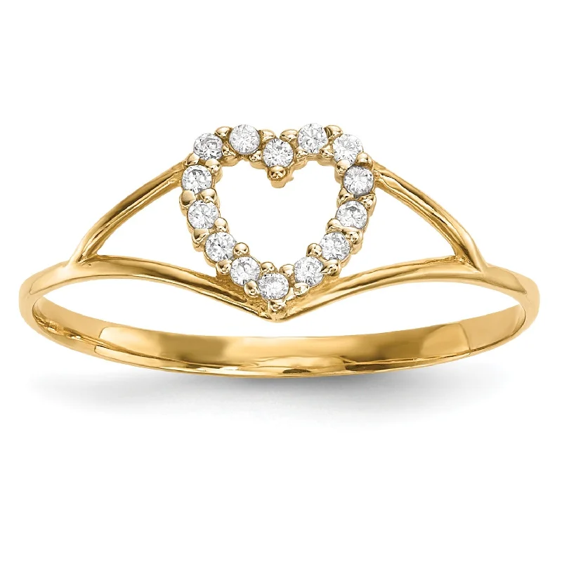 Breathtaking Jewelry At Limited-Time Savings 14KT Yellow Gold Cubic Zirconia Heart Ring; Size 7 Breathtaking Jewelry At Limited-Time Savings 14KT Yellow Gold Cubic Zirconia Heart Ring; Size 7