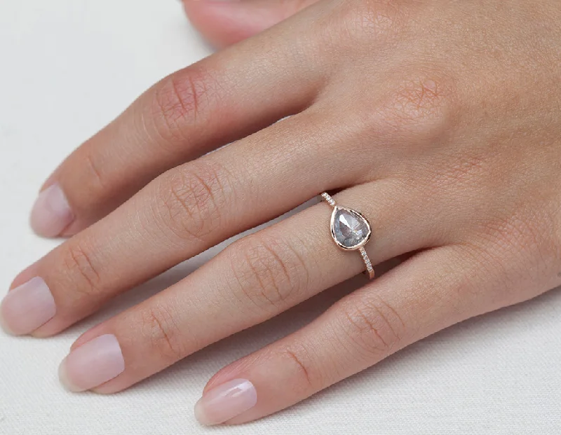 Delicate Crystal Jewelry For Sophisticated Charm 2ct Rose-cut Grey Diamond & Yellow Gold Pavé Ring Delicate Crystal Jewelry For Sophisticated Charm 2ct Rose-cut Grey Diamond & Yellow Gold Pavé Ring