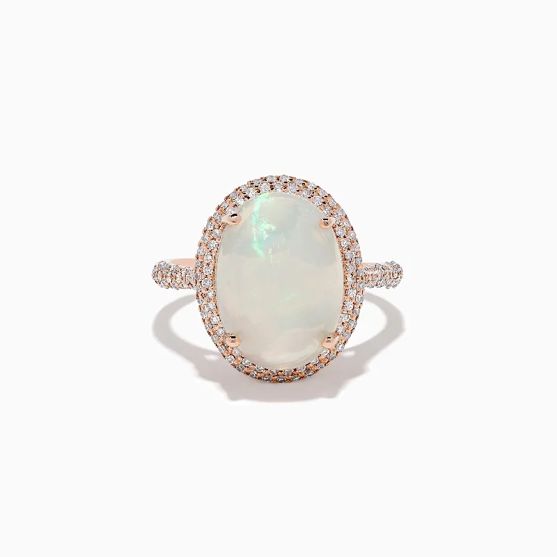 Fashion-Forward Geometric Jewelry For Contemporary Style Aurora 14K Rose Gold Opal and Diamond Ring Fashion-Forward Geometric Jewelry For Contemporary Style Aurora 14K Rose Gold Opal and Diamond Ring