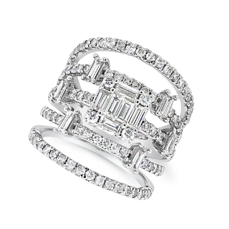 Premium Diamond Jewelry At Once-In-A-Lifetime Discounts Baguette and Round Diamond Five Row Ring Premium Diamond Jewelry At Once-In-A-Lifetime Discounts Baguette and Round Diamond Five Row Ring