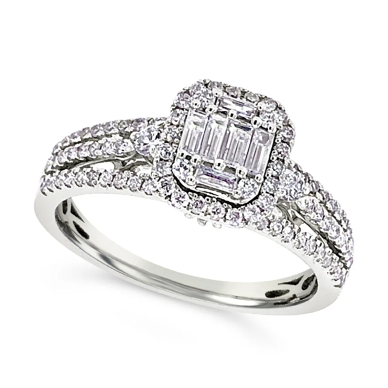 Affordable Luxury Jewelry For Every Occasion Baguette and Round Diamond Three Row Ring
