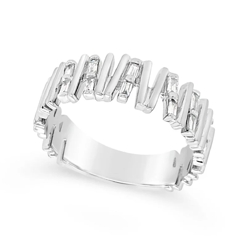 Elegant Rose Gold Jewelry For A Stylish Touch Baguette Diamond and Vertical Bar Design Ring Elegant Rose Gold Jewelry For A Stylish Touch Baguette Diamond and Vertical Bar Design Ring