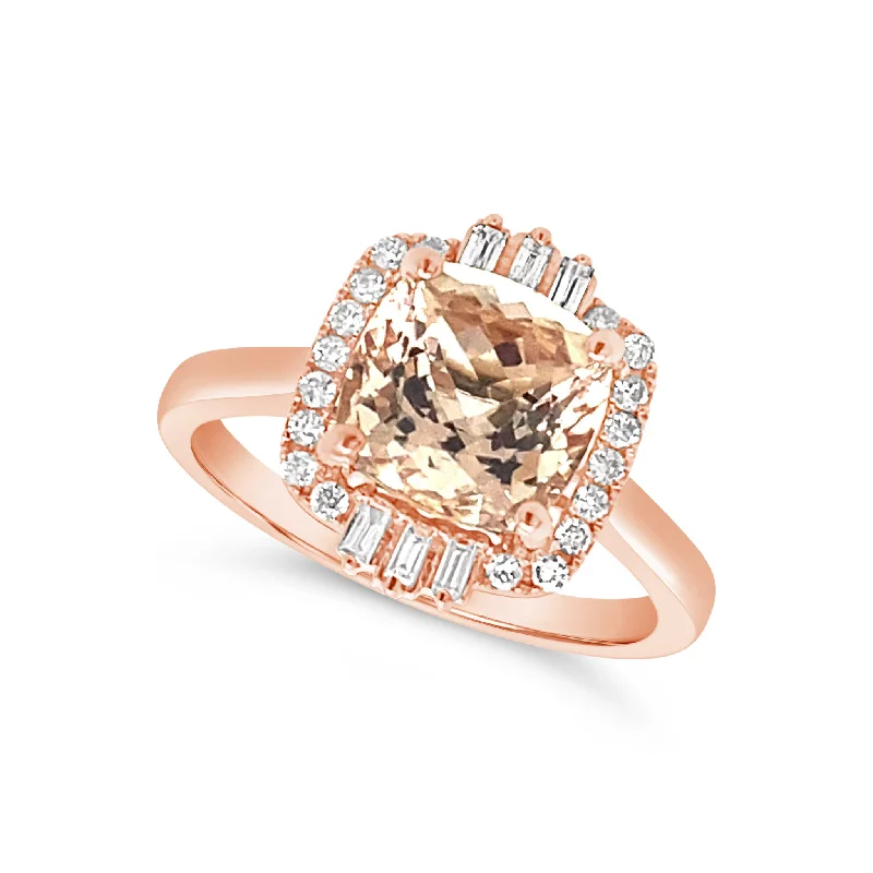 Discounted Jewelry For A Glamorous Look Cushion Morganite and Vintage Diamond Halo Ring Discounted Jewelry For A Glamorous Look Cushion Morganite and Vintage Diamond Halo Ring