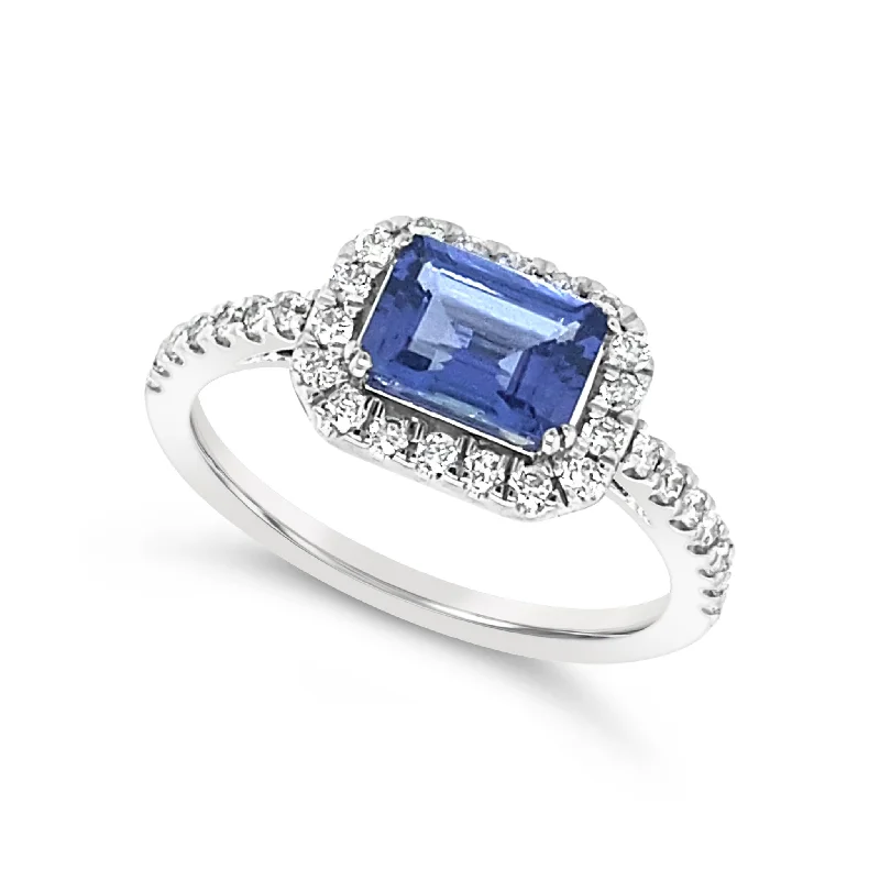 Waterproof Stainless Steel Jewelry For Lasting Beauty Cushion Tanzanite and Diamond Halo Ring Waterproof Stainless Steel Jewelry For Lasting Beauty Cushion Tanzanite and Diamond Halo Ring