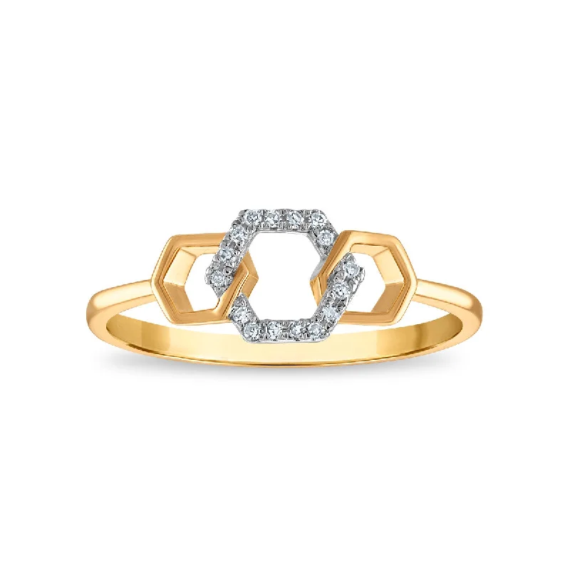 Premium Diamond Jewelry For Unforgettable Moments Diamond Accent Hexagon Ring in 10KT Yellow Gold Premium Diamond Jewelry For Unforgettable Moments Diamond Accent Hexagon Ring in 10KT Yellow Gold
