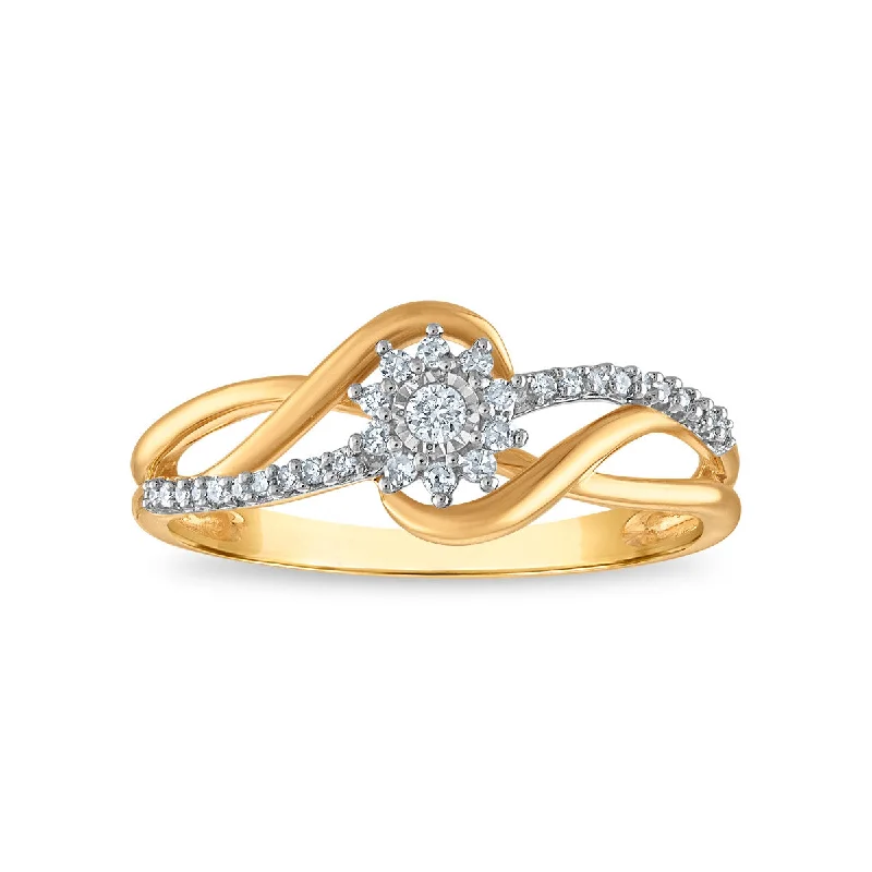 Delicate Crystal Jewelry For Sophisticated Charm Diamond Accent Ring in 10KT Yellow Gold Delicate Crystal Jewelry For Sophisticated Charm Diamond Accent Ring in 10KT Yellow Gold