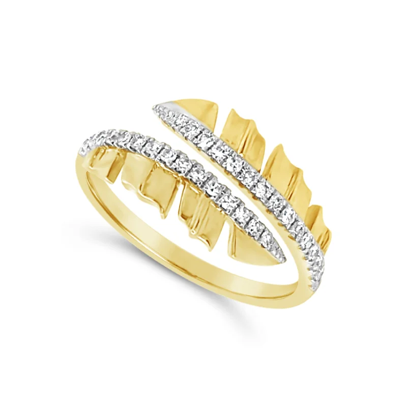 Flash Sale On Stunning Jewelry – Don't Miss Out Diamond Accented Bypass Feather Design Ring