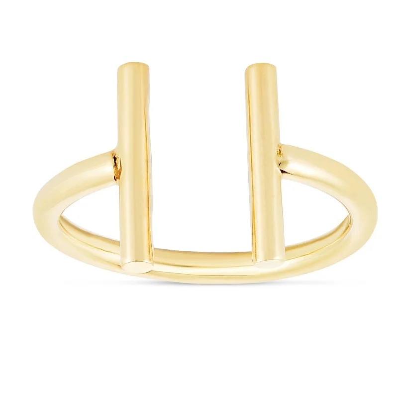 Exclusive Gemstone Jewelry At Special Prices Double Open Bar Ring in 14KT Yellow Gold Exclusive Gemstone Jewelry At Special Prices Double Open Bar Ring in 14KT Yellow Gold