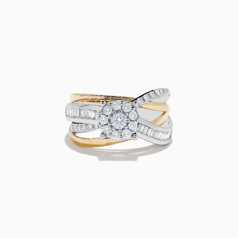 Limited-Stock Jewelry Sale – Once It's Gone, It's Gone Duo 14K Two Tone Gold Diamond Cross Over Ring 0.89 TCW Limited-Stock Jewelry Sale – Once It's Gone, It's Gone Duo 14K Two Tone Gold Diamond Cross Over Ring 0.89 TCW