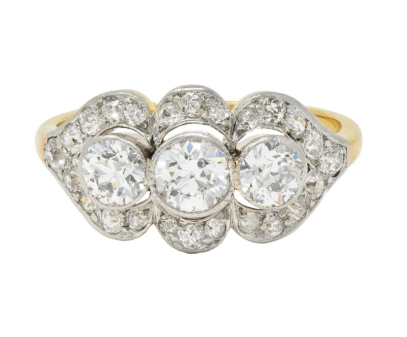 Seasonal Jewelry Clearance – Best Styles At The Lowest Prices Edwardian 1.45 CTW Diamond Platinum 14 Karat Yellow Gold Antique Three Stone Dinner Ring Seasonal Jewelry Clearance – Best Styles At The Lowest Prices Edwardian 1.45 CTW Diamond Platinum 14 Karat Yellow Gold Antique Three Stone Dinner Ring