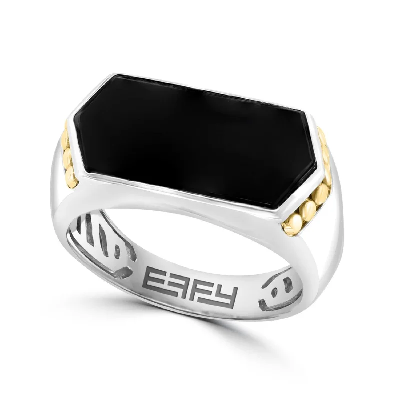Must-Have Jewelry At Unbelievable Discounts EFFY 19X9MM Rectangle Onyx Fashion Ring in Two-Tone Sterling Silver Must-Have Jewelry At Unbelievable Discounts EFFY 19X9MM Rectangle Onyx Fashion Ring in Two-Tone Sterling Silver