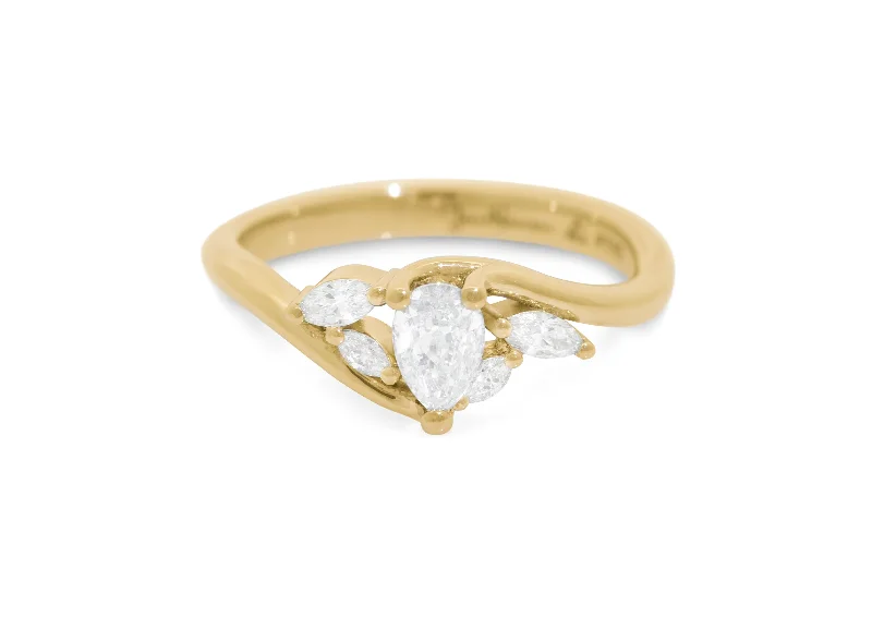 Grab Your Favorite Jewelry At The Lowest Prices Five-Stone Pear & Marquise Diamond Elvish Vine Engagement Ring, Yellow Gold Grab Your Favorite Jewelry At The Lowest Prices Five-Stone Pear & Marquise Diamond Elvish Vine Engagement Ring, Yellow Gold