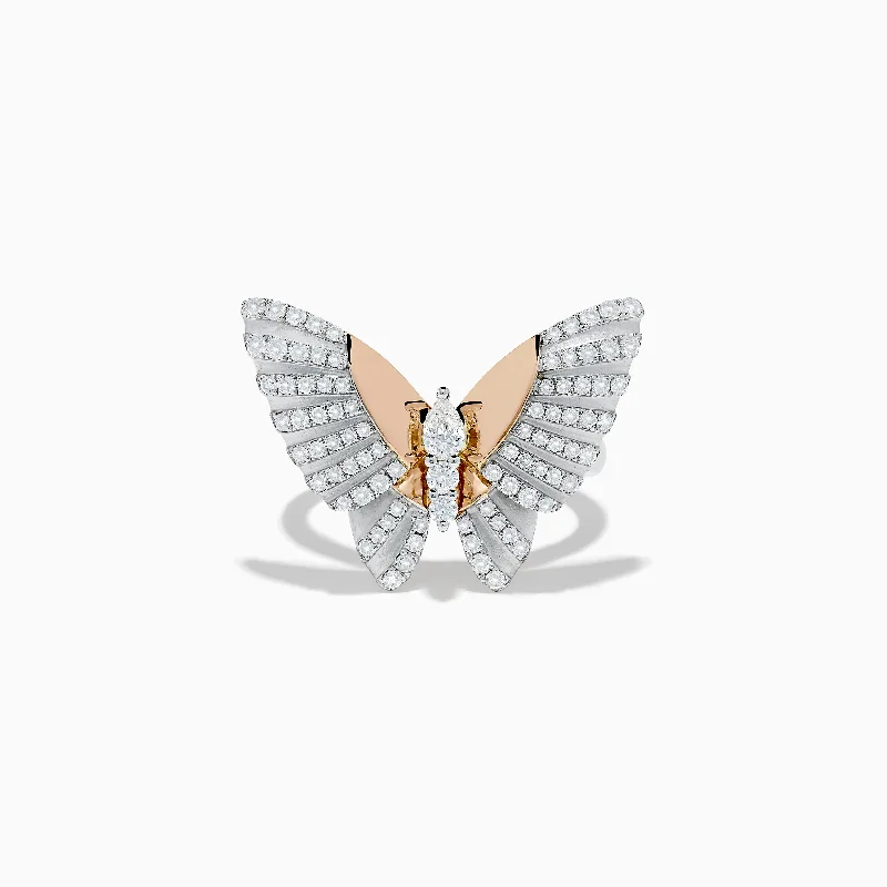 Discounted Jewelry For A Glamorous Look Nature 14K Two Tone Gold Diamond Butterfly Ring Discounted Jewelry For A Glamorous Look Nature 14K Two Tone Gold Diamond Butterfly Ring