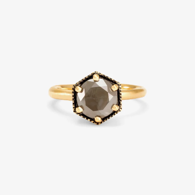 Limited Stock On Premium Jewelry At Low Prices R2209GY2-OOAK | One-of-a-Kind Grey Diamond Hexagon Ring #2 Limited Stock On Premium Jewelry At Low Prices R2209GY2-OOAK | One-of-a-Kind Grey Diamond Hexagon Ring #2