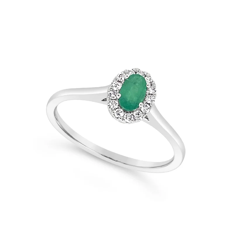 Stunning Statement Jewelry, Unbeatable Discounts Oval Emerald and Diamond Halo Ring Stunning Statement Jewelry, Unbeatable Discounts Oval Emerald and Diamond Halo Ring