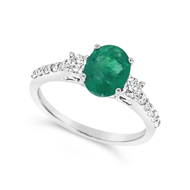 Unmissable Discounts On Timeless Jewelry Pieces Oval Emerald and Single Diamond Row Ring Unmissable Discounts On Timeless Jewelry Pieces Oval Emerald and Single Diamond Row Ring