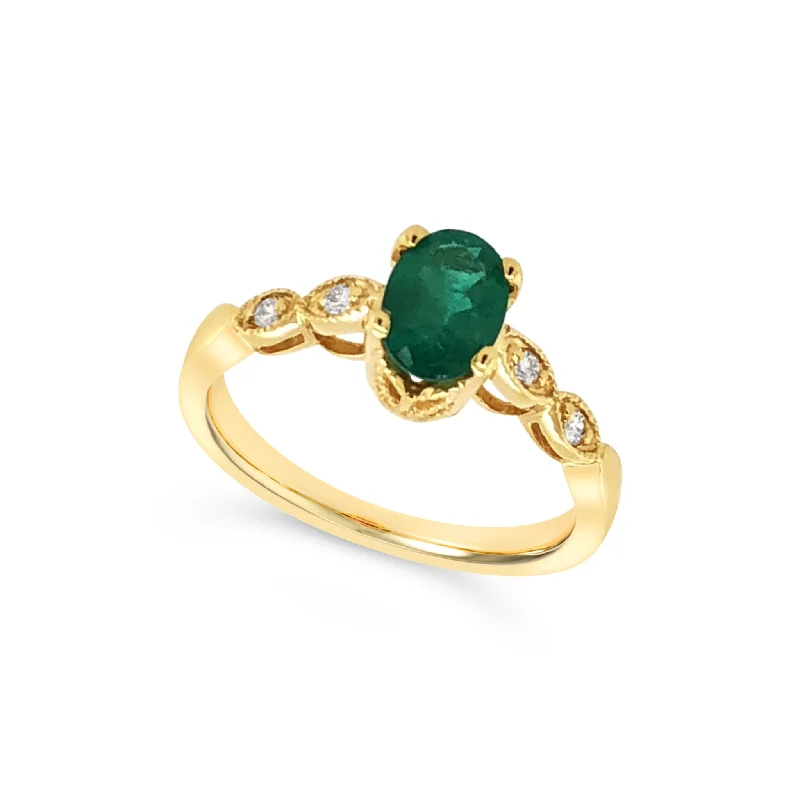 Exclusive Jewelry Bundles At Discounted Rates Oval Emerald and Milgrain Edge Diamond Ring Exclusive Jewelry Bundles At Discounted Rates Oval Emerald and Milgrain Edge Diamond Ring