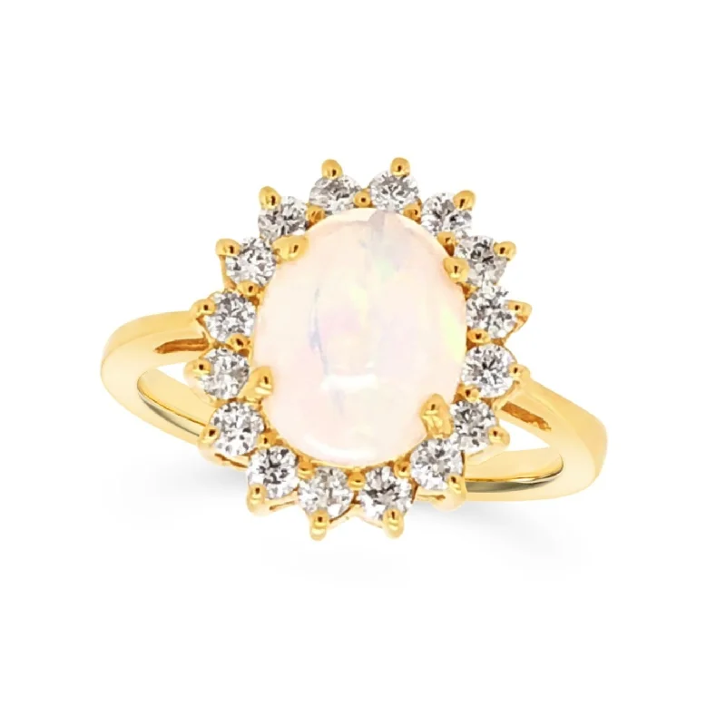 Special Jewelry Deals – Upgrade Your Collection Oval Opal and Diamond Halo Ring