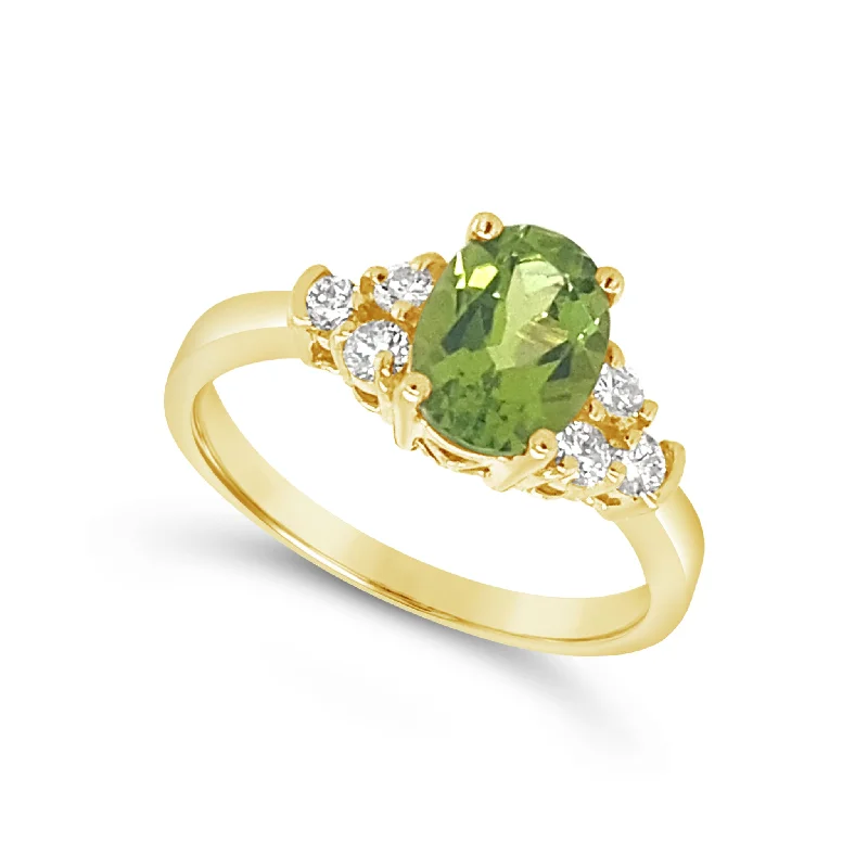 Limited-Stock Jewelry Clearance – Grab Your Favorites Now Oval Peridot and Diamond Detail Ring Limited-Stock Jewelry Clearance – Grab Your Favorites Now Oval Peridot and Diamond Detail Ring