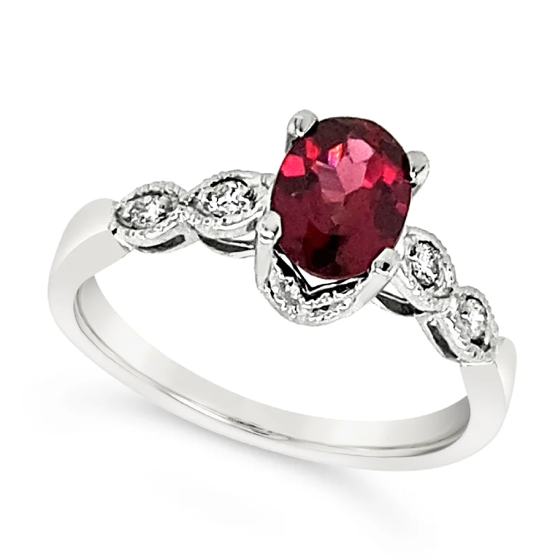 Timeless Elegance, Temporary Discounts – Act Fast Oval Rhodolite Garnet and Bezel Set Diamond Ring Timeless Elegance, Temporary Discounts – Act Fast Oval Rhodolite Garnet and Bezel Set Diamond Ring