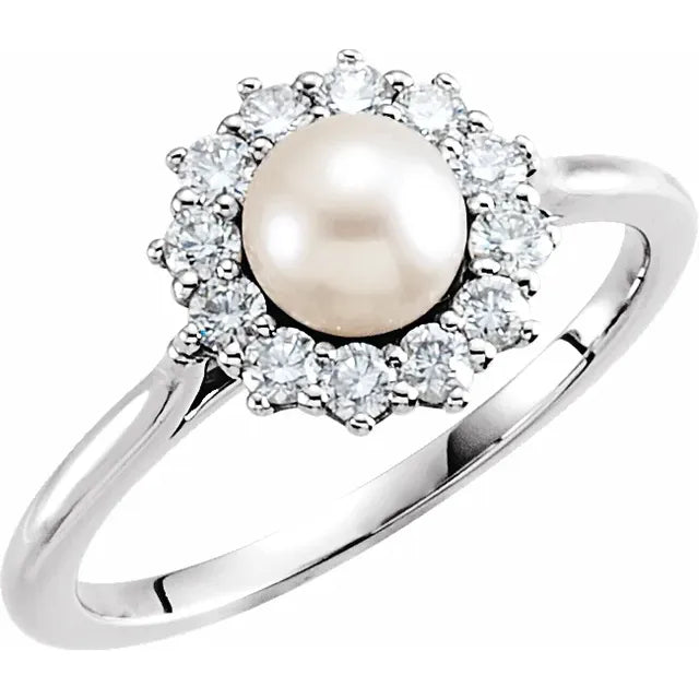 Exclusive Online Jewelry Sale – Don't Wait Pearl and Diamond Halo Ring