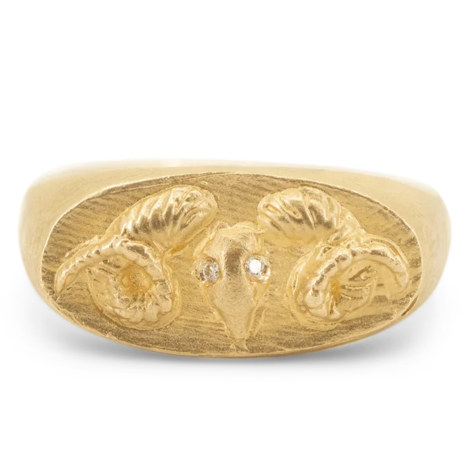 Don't Miss These Dazzling Jewelry Discounts Rams Head Signet Ring - 14k