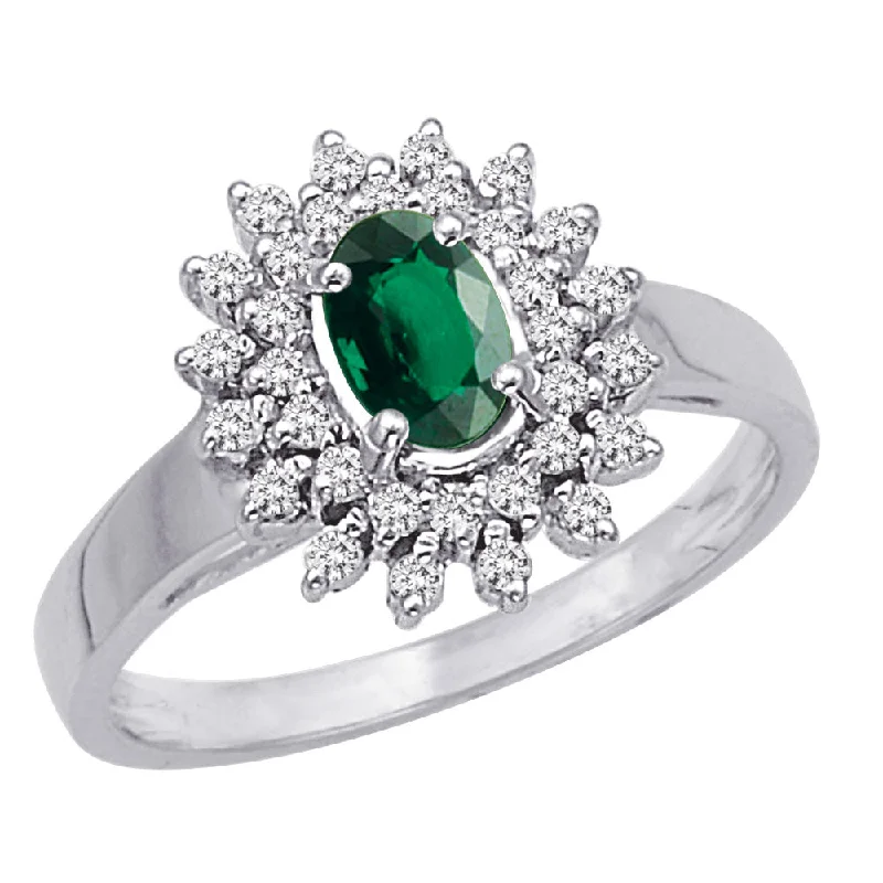 Fine Jewelry, Limited-Time Offers Available Emerald and Diamond Flower Ring