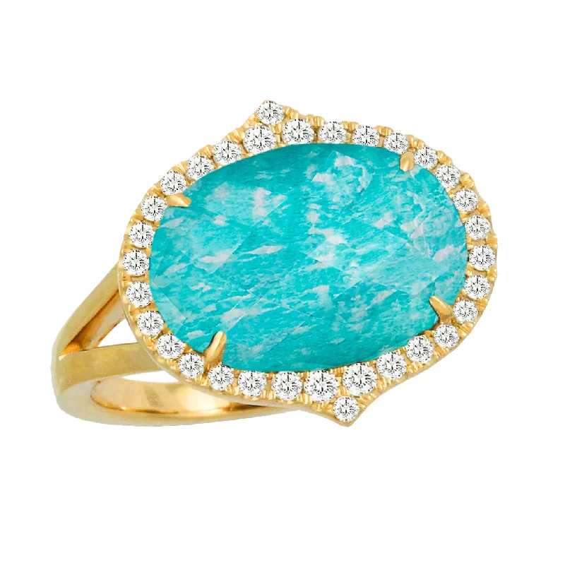 The Perfect Jewelry Piece At The Perfect Discount Amazonite and Diamond Ring