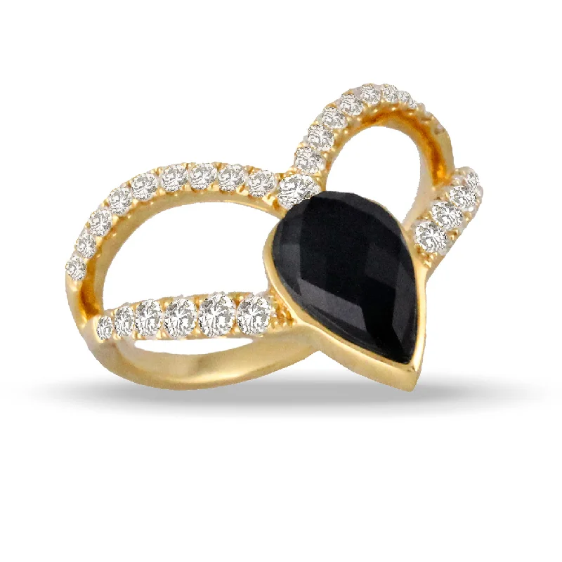 Luxury Jewelry At Unbeatable Discounts Black Onyx and Diamond Ring