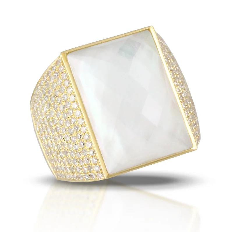 Flash Sale On Elegant Jewelry – Don't Miss Out Mother of Pearl and Diamond Ring