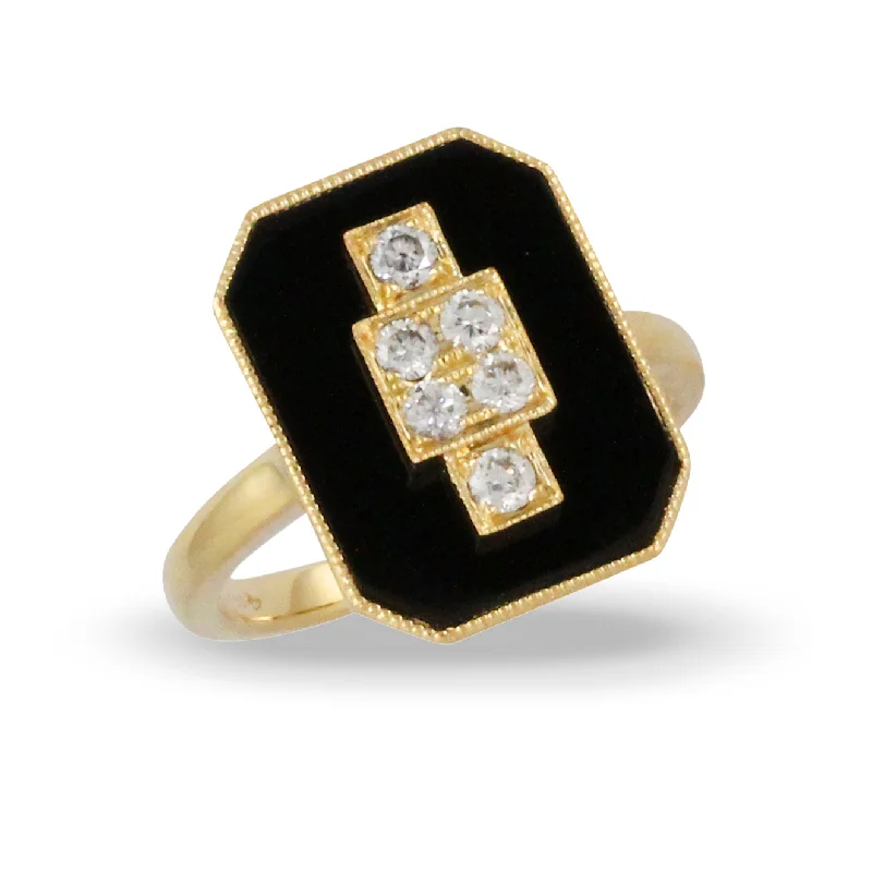 Premium Jewelry Now Available At Special Discounts Black Onyx and Diamond Ring
