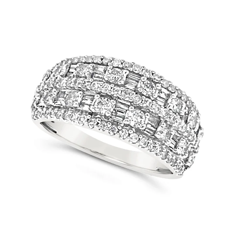 Special Jewelry Deals – Upgrade Your Collection Round and Baguette Diamond Five Row Ring Special Jewelry Deals – Upgrade Your Collection Round and Baguette Diamond Five Row Ring