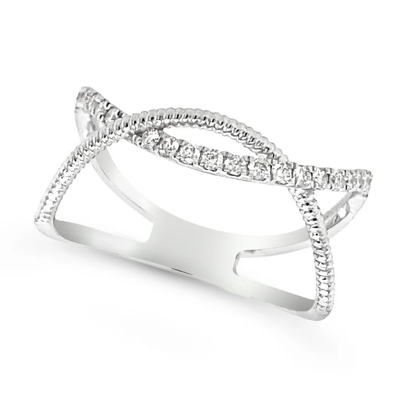 Must-Have Jewelry At Unbelievable Discounts Round Diamond and Etched Gold Crossover Design Ring Must-Have Jewelry At Unbelievable Discounts Round Diamond and Etched Gold Crossover Design Ring