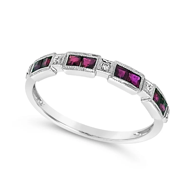 High-Quality Jewelry At A Fraction Of The Cost Ruby and Diamond Alternating Design Ring