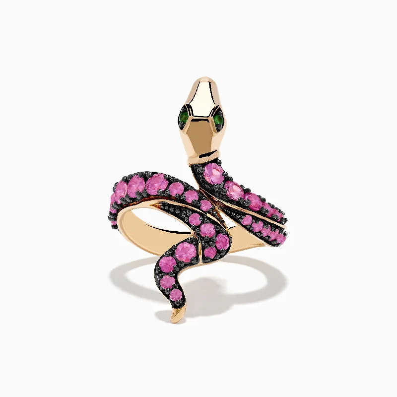 Buy More, Save More – Special Jewelry Discounts Safari 14K Rose Gold Pink Sapphire and Tsavorite Snake Ring Buy More, Save More – Special Jewelry Discounts Safari 14K Rose Gold Pink Sapphire and Tsavorite Snake Ring