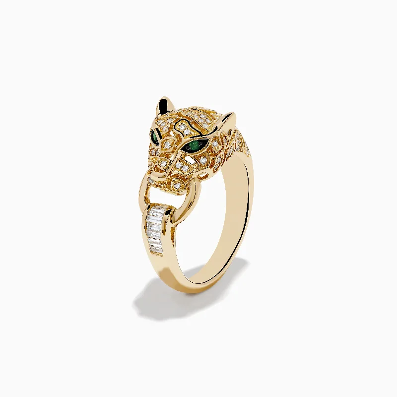 Everyday Jewelry Essentials Now On Sale Signature 14K Yellow Gold Diamond and Emerald Panther Ring Everyday Jewelry Essentials Now On Sale Signature 14K Yellow Gold Diamond and Emerald Panther Ring