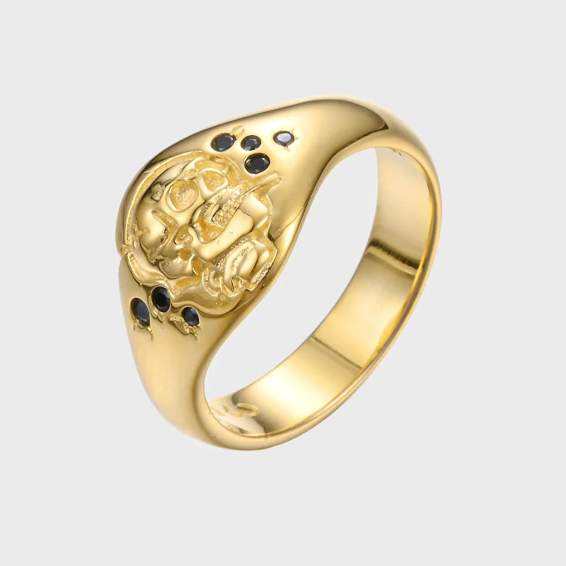 Last Chance To Grab Your Favorite Jewelry At A Discount Skull of a Skeleton with Burning Cigarette - Gold Ring BE Last Chance To Grab Your Favorite Jewelry At A Discount Skull of a Skeleton with Burning Cigarette - Gold Ring BE
