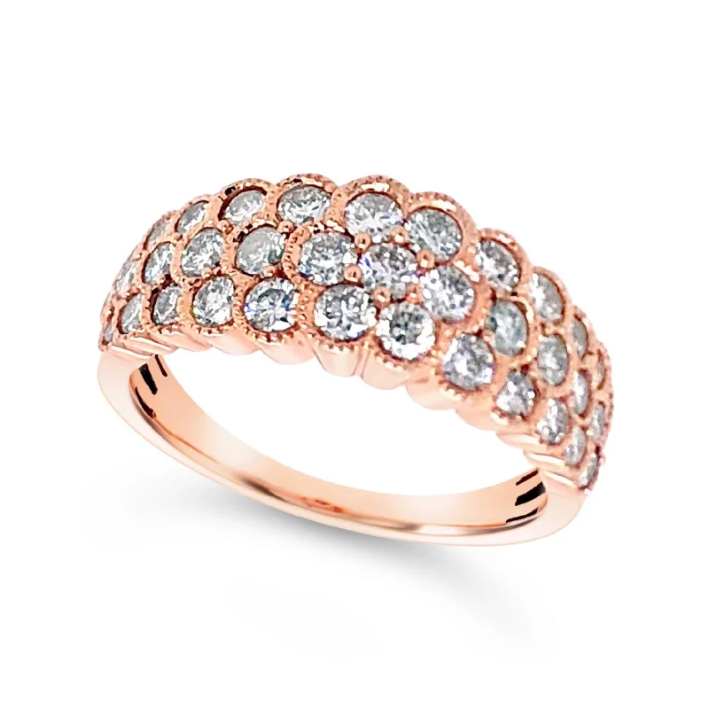 Fashion-Forward Jewelry At Incredible Prices Three Row Rose Gold Diamond Ring