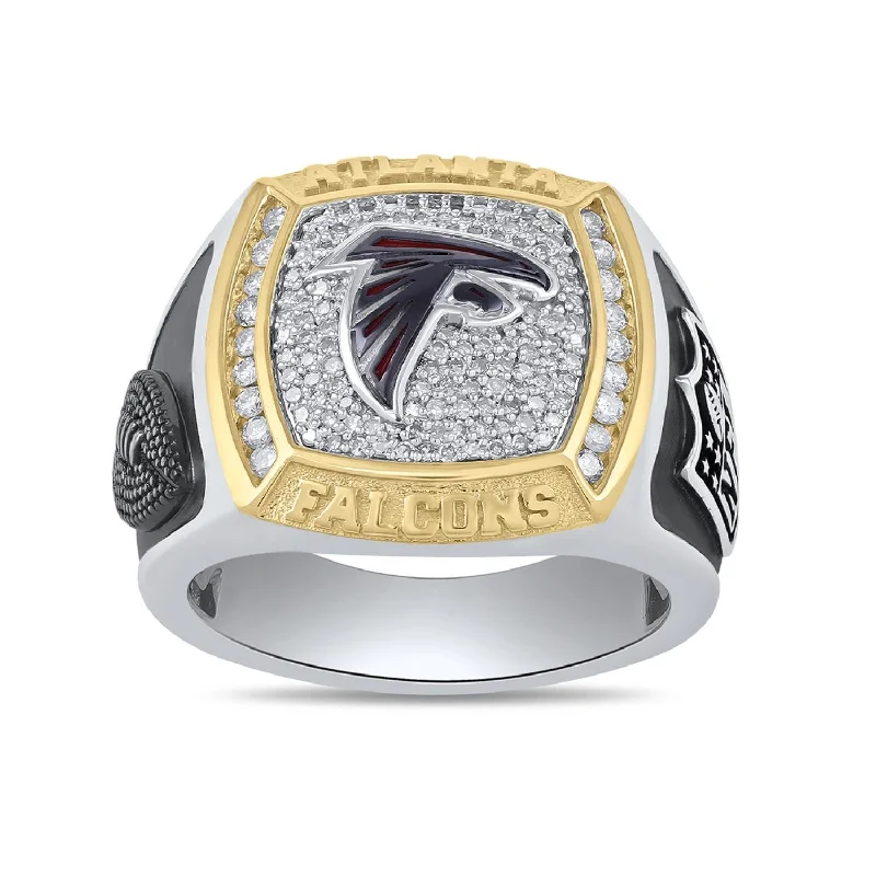 Affordable Luxury Jewelry For Every Occasion True Fans Fine Jewelry Atlanta Falcons 1/2 CTW Diamond Ring in Sterling Silver Affordable Luxury Jewelry For Every Occasion True Fans Fine Jewelry Atlanta Falcons 1/2 CTW Diamond Ring in Sterling Silver