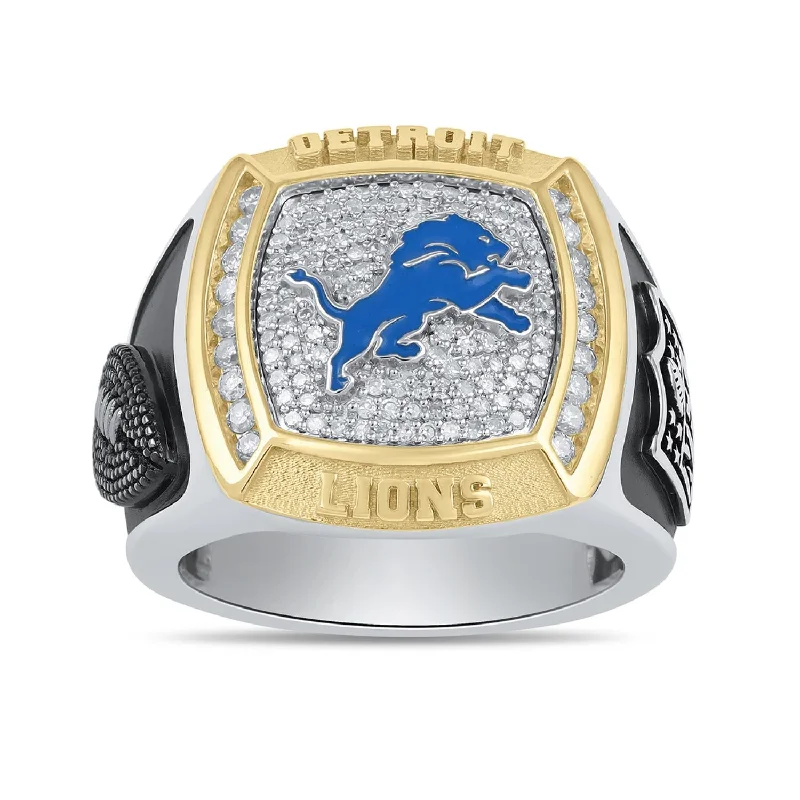Huge Savings On Timeless Jewelry Collections True Fans Fine Jewelry Detroit Lions 1/2 CTW Diamond Ring in Sterling Silver Huge Savings On Timeless Jewelry Collections True Fans Fine Jewelry Detroit Lions 1/2 CTW Diamond Ring in Sterling Silver