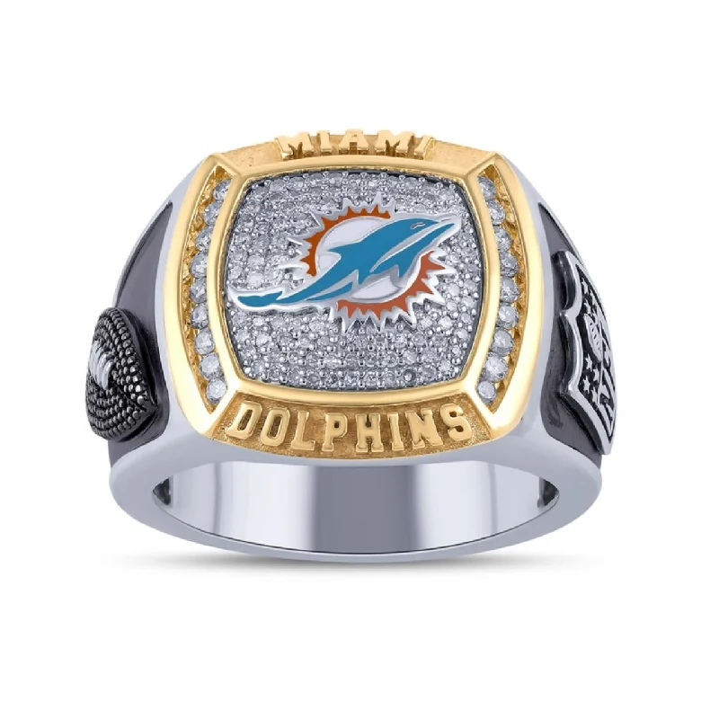 Luxury Jewelry Without The Luxury Price Tag True Fans Fine Jewelry Miami Dolphins 1/2 CTW Diamond Ring in Sterling Silver Luxury Jewelry Without The Luxury Price Tag True Fans Fine Jewelry Miami Dolphins 1/2 CTW Diamond Ring in Sterling Silver