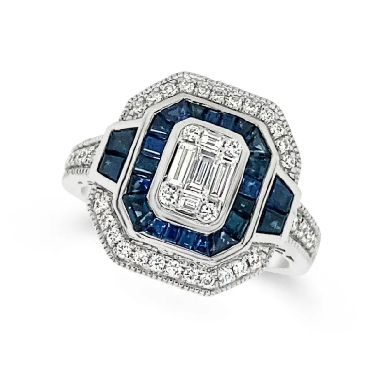 Chic, Trendy, And Affordable Jewelry Sale Vintage Style Sapphire and Diamond Ring