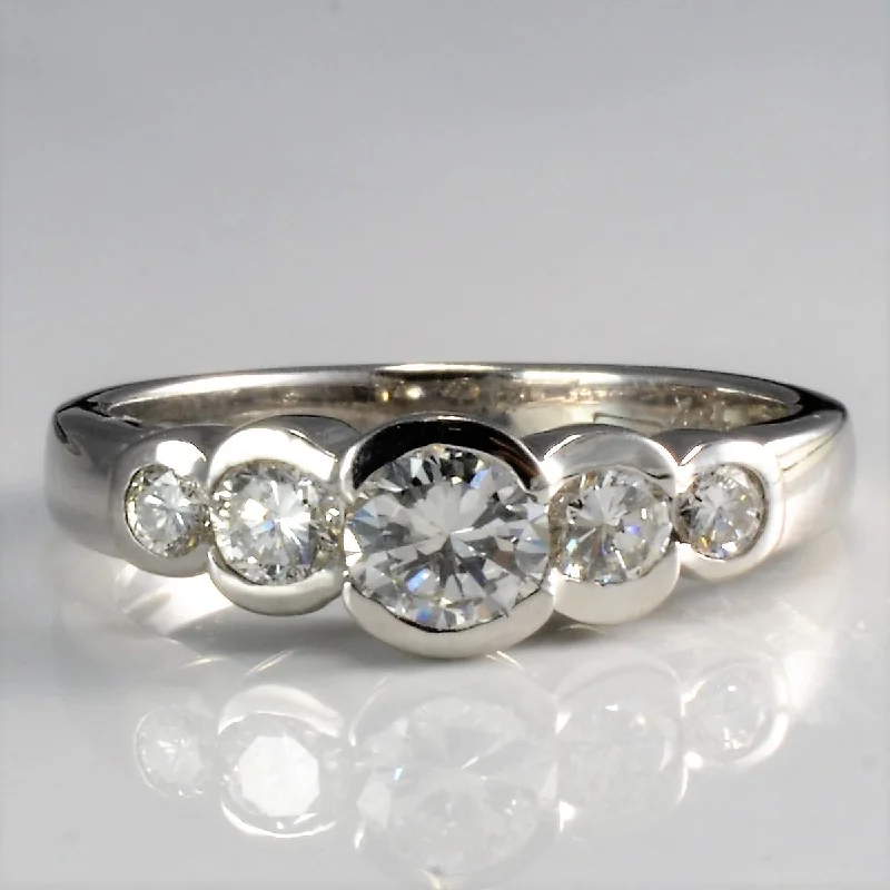 Dazzle In Elegance With Our Biggest Jewelry Sale Five Stone Semi Bezel Diamond Engagement Ring | 0.65 ctw, SZ 5.75 | Dazzle In Elegance With Our Biggest Jewelry Sale Five Stone Semi Bezel Diamond Engagement Ring | 0.65 ctw, SZ 5.75 |