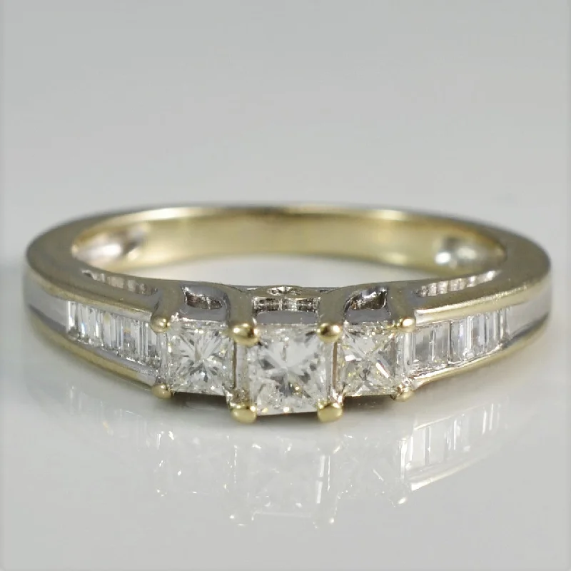 Eco-Friendly Sustainable Jewelry For Conscious Buyers Three Stone Princess & Baguette Diamond Ring | 0.50ctw | SZ 5.75 | Eco-Friendly Sustainable Jewelry For Conscious Buyers Three Stone Princess & Baguette Diamond Ring | 0.50ctw | SZ 5.75 |